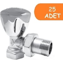 25 Adet Eca Rv3 1/2 Köşe Radyatör Valfi Krom Kaplamalı Petek Havlupan Vanası 602120749