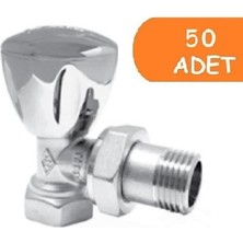 50 Adet Eca Rv3 1/2 Köşe Radyatör Valfi Krom Kaplamalı Petek Havlupan Vanası 602120749
