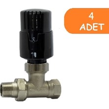 4 Adet Eca Trv4 Termostatik Düz Radyatör Valfi Petek Vanası Siyah 802120117