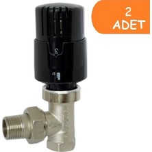 2 Adet Eca Trv4 Termostatik Köşe Radyatör Valfi Petek Vanası Siyah 802120116
