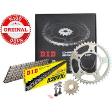 Dıd Kawasaki Ninja 250R Zincir Dişli Seti (2008-2012) X-Ringli Zincir (Çelik Renk)