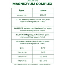 Quality Life Magnesium Citrate B6 D3 K2 Vitamin Magnezyum Malat Bisglisinat Taurat Sitrat Çinko Complex Tablet