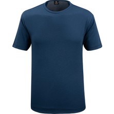 Çizgi Triko Erkek Büyük Beden Sıfır Yaka Tişört Klasik Kalıp - 5110BAT