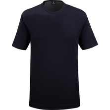 Çizgi Triko Erkek Büyük Beden Sıfır Yaka Tişört Klasik Kalıp - 5110BAT