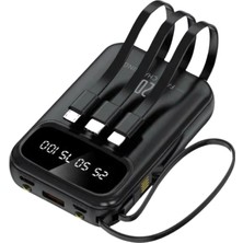 Crow'S Tech 10.000 Mah Dijital Göstergeli Dahili Çoklu Kablolu Powerbank 2.4A Taşınabilir Şarj Cihazı Batarya