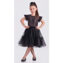 Mnk Baby & Kids Pul Payet Katkat Tütü Etekli Kız Çocuk Elbise M00722