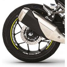 Rks R250 Motosiklet Jant Iç ve Dış Set Sticker Etiket Modeli Neon Sarı