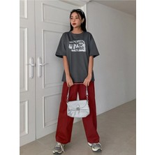 Woodroffe Kadın / Kız Füme Walk In The Light Baskılı Oversize T-Shirt