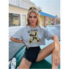 Woodroffe Kadın / Kız Kadın Crop No Thıng Baskılı Sevimli Ayıcık Top Bluz