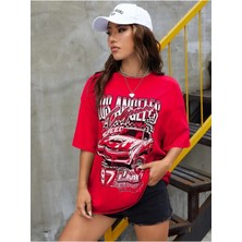 Woodroffe Kadın / Kız Los Angels Baskılı Oversize Salas T-Shirt Boyfriend