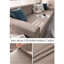 Upmall Streç Lastikli Esnek Yikanabilir Kare Desen Berjer Üç Kişilik Koltuk Örtüsü Koltuk Kılıfı (Bir Adet)