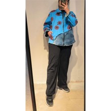 Bonjour Atalay's Butik Büyük Beden Kot Garnili Kadın Ceket