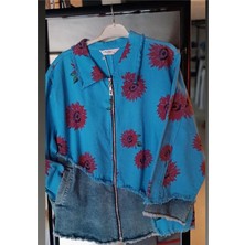 Bonjour Atalay's Butik Büyük Beden Kot Garnili Kadın Ceket