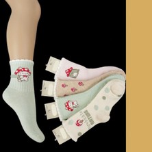 Renkli Mantar Temalı Kız Çocuk Çorap