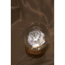 Rahan Aslan Cim Bom Galata Saray 3D LED Işık Cam Küre Tek Renk Gece Lambası Mega Boy