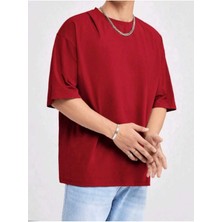 Woodroffe Erkek Düz Basic Oversize Salaş T-Shirt Ünisex Boyfirend