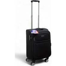 Es Polo Trip Siyah Kabin (Küçük) Orta ve Büyük Boy 3'lü Carry-On Lüks Kumaş Valiz Seti ES0011