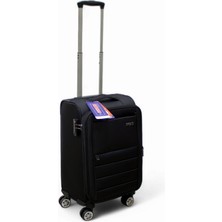 Es Polo Trip Siyah Kabin (Küçük) Orta ve Büyük Boy 3'lü Carry-On Lüks Kumaş Valiz Seti ES0015