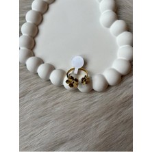 Deniz Erkul Jewelry Çelik Ayarlamalı 2 Çiçek Yüzük