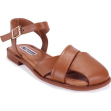 Dagoster DZA07-60216243 Taba Günlük Ortopedik Deri Spor Kadın Sandalet