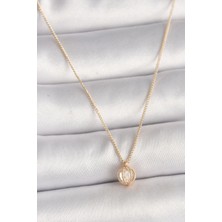 Pileli Store Pirinç Gold Renk Zirkon Taşlı Daire Kafes Model Kadın Kolye - TJ-BKO9828