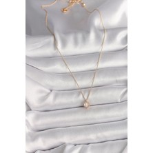 Pileli Store Pirinç Gold Renk Zirkon Taşlı Daire Kafes Model Kadın Kolye - TJ-BKO9828
