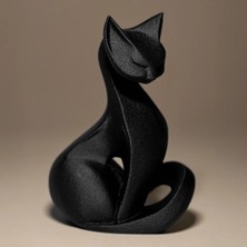 Siyah Kedi Heykel - Minimalist ve Şık Dekorasyon Objesi