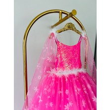 Ayliz Kostüm Evi Kız Çocuk Pembe Elsa Frozen Kostüm, Karlar Kraliçesi Doğum Günü Konsepti, Asa Set Hediyeli