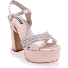 Dagoster DZA07-337351 Ten Saten Platform Topuklu  Kadın Ayakkabı
