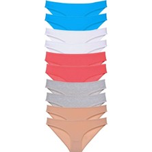 Mbb E-Ticaret 10 Adet Süper Eko Set Likralı Kadın Slip Ten Gri Beyaz Fuşya Mavi