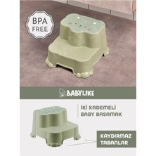 Babylike Çocuklar Için Tuvalet Eğitim Seti- Kaydırmaz Katlı Basamak ve Kulplu Klozet Adaptörü&koltuğu