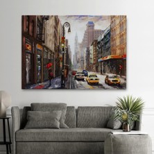 Marsilyan- New York Sokakları ve Sarı Taksi Yağlıboya Görünüm TABLO-3550