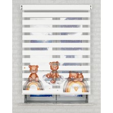 AD Home Gökkuşağı ve Sevimli Ayıcıklar Baskılı Zebra Perde - Gece Gündüz - Bebek Odası Perdesi | Kokusuz Mürekkeple Basılmış  Zebra Perdeler ile Sende Tarzını Yansıt! | 1 Dakikada Pratik Montaj