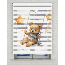 AD Home Sevimli Ayıcık Baskılı Zebra Perde - Gece Gündüz - Bebek Odası Perdesi, Kız Çocuk Odası Perdesi | Kokusuz Mürekkeple Basılmış  Zebra Perdeler ile Sende Tarzını Yansıt! | 1 Dakikada Pratik Montaj