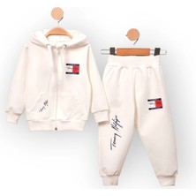 Baby Marka Baskılı Tomm Desen Kapşonlu Fermuarlı Ikili Takım Unisex 1-5 Yaş