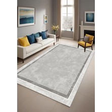 Gri Dijital Baskı Salon Halısı Kaymaz Tabanlı Yıkanabilir Halı Yolluk