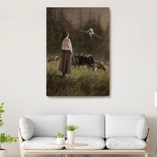 Marsilyan- Süpürgeli Cadıya Özenen Kız Dekoratif Duvar Tablosu -6185