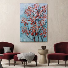 Marsilyan- Kırmızı Yapraklar Soyut Dekoratif Kanvas TABLO-5179