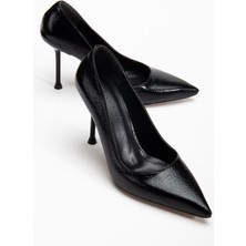 Shemard Dorethy Kadın Topuklu Ayakkabı Siyah Parlak Cilt Stiletto