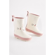 Next Baby Renkli Beyaz Tavşan Desenli Yağmur Çizmesi Outdoor Kullanım için Su Geçirmez