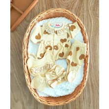 Kız Bebek  Organik  %100 Pamuklu 5 Parça Hastane Çıkışı Zıbın Takımı BBK1135
