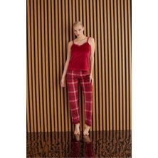 Pijamoni Kadın Kadife Üçlü Pijama Takım