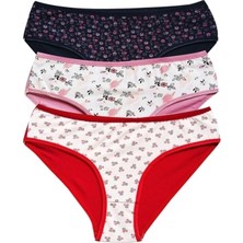 Mbb E-Ticaret Pamuklu Geniş Kenarlı Likralı Desenli Bato Kadın Külot 3'lü Paket Set2