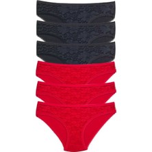 Mbb E-Ticaret 6 Adet Önü Dantelli Transparan Kadın Slip Külot S21