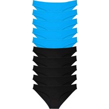 Mbb E-Ticaret 10 Adet Eko Set Likralı Kadın Slip Külot Siyah Mavi