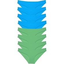 Mbb E-Ticaret 8 Adet Süper Eko Set Likralı Kadın Slip Külot Yeşil ve Mavi