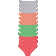 Mbb E-Ticaret 12 Adet Süper Eko Set Likralı Kadın Slip Külot Gri Pudra Yeşil Fuşya