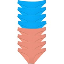 Mbb E-Ticaret 8 Adet Süper Eko Set Likralı Kadın Slip Külot Pudra ve Mavi