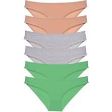 Mbb E-Ticaret 6 Adet Süper Eko Set Likralı Kadın Slip Külot Ten Gri Yeşil