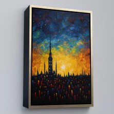 Marsilyan- Çerçeveli Günbatımı Şehir Manzarası TABLOSU-7998
